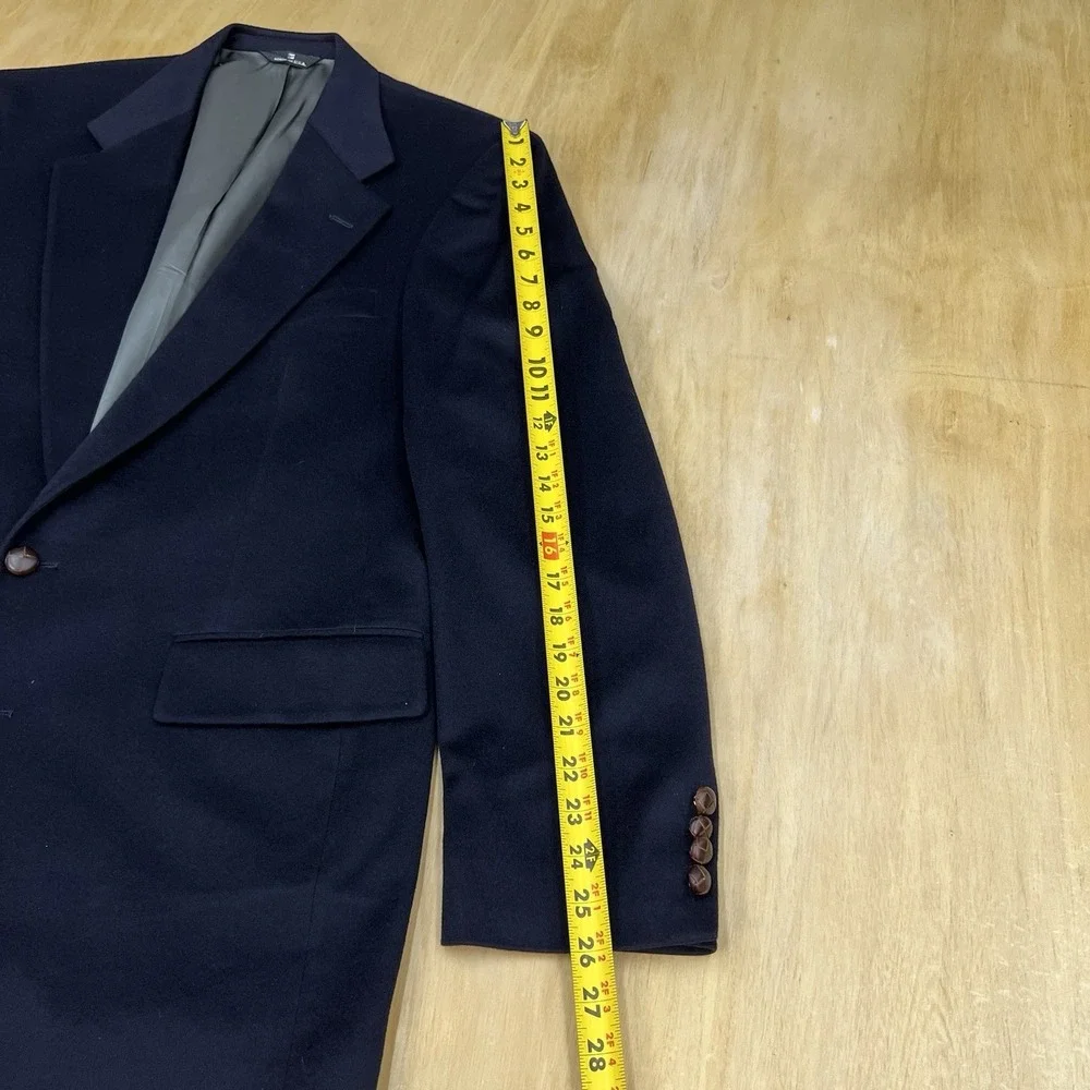 Vintage Chaps Ralph Lauren Cashmere Blazer Jacket Sport Coat Mens 44L Long Black